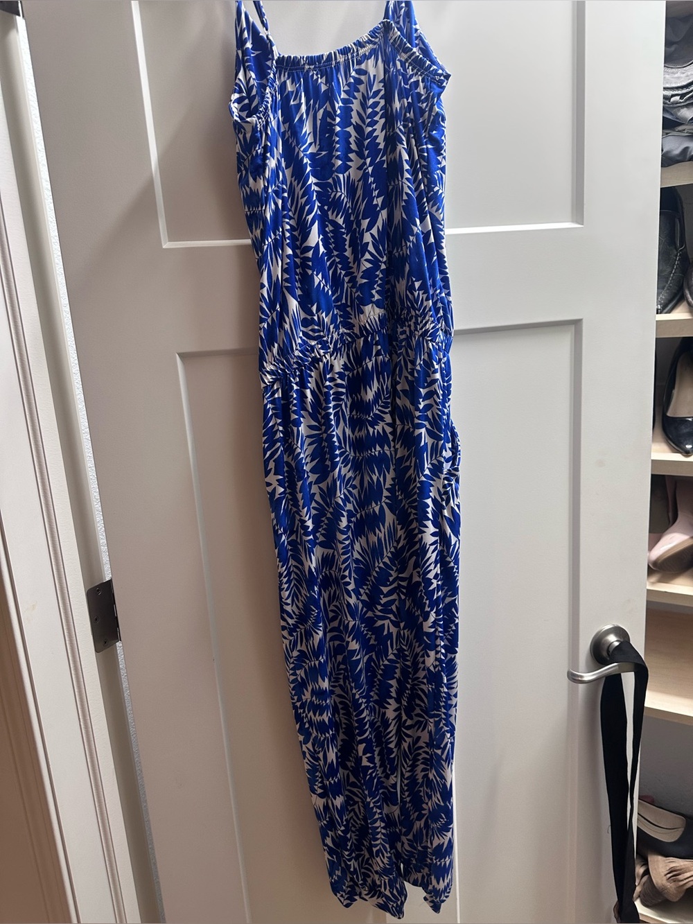 Ariella Blue and White Printed Jumpsuit